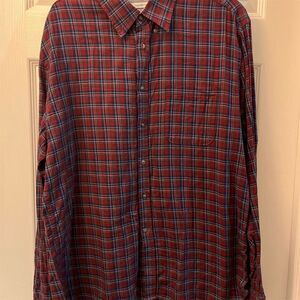 Jos A Bank Men's XL Plaid Flannel Tailored Fit Long Sleeve Shirt
